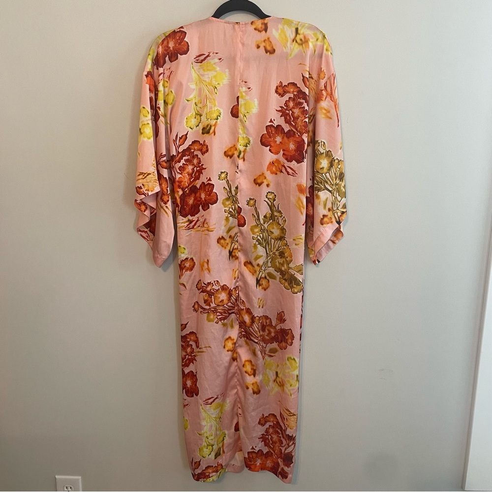 TOPSHOP Kimono Midi Wrap Dress in Floral Print Multi - Size 6 - Picture 9 of 9